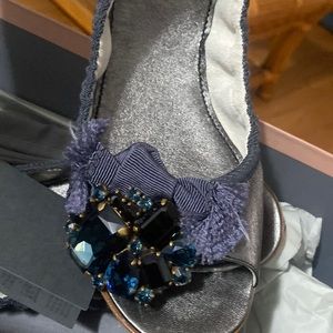 Miu Miu Metallic Leather Peep Toe Ballet Flats super soft 37